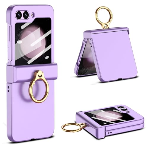 Coque Samsung Z Flip 5 rigide violette avec protection écran arrière