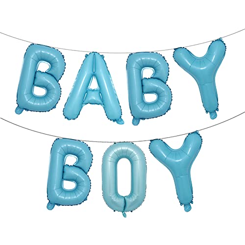 16 inch Baby Boy Girl Banner Foil Letter Balloons Garland for Birthday Baby Shower Gender Reveal Party Decoration Supplies (BABY BOY Light Blue)