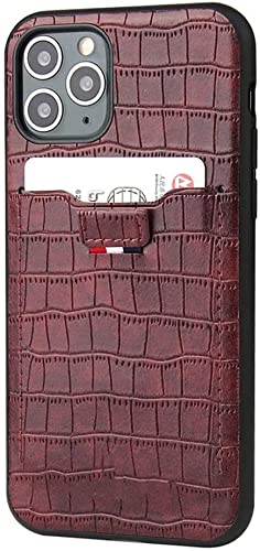 Coque iPhone 12 Mini chic effet cuir crocodile marron de qualité