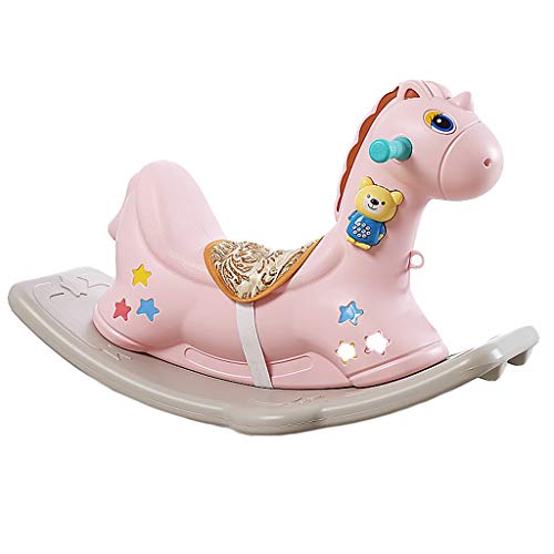 Schaukelpferd Spielzeug Baby Kunststoff groß Dual-Use 1-2-6 Jahre alt mit Musik Schaukelspielzeug HUYP (Color : Pink)