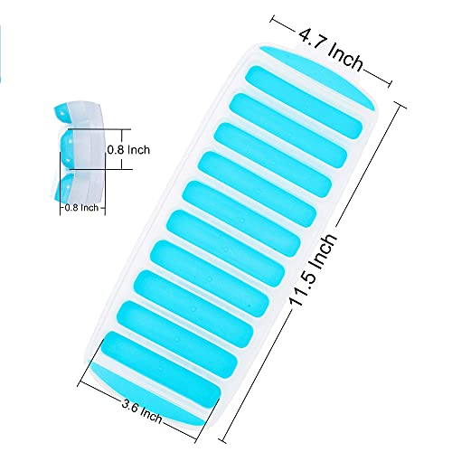Ice Cube Tray With Lid,Ice Trays,Silicone Ice Cube Tray,Pop Out Ice Cube Tray,Reusable Ice Stick Tray,Bpa Free, For Whiskey, Cocktail, Stackable Flexible Ice Molds,Dishwasher Safe (Blue , Pack Of 4) #TOP3