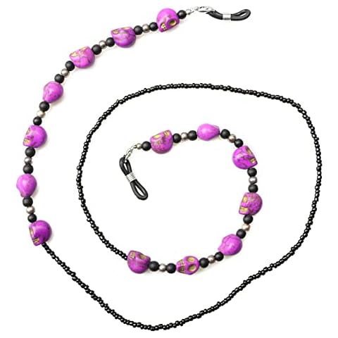 Sopaila Halloween Beaded Eyeglass Chain Skulls Sunglasses Necklace Chain Cords,Purple Cover