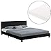 Juskys Polsterbett Bolonia 180 x 200 cm mit Matratze - Bett mit Lattenrost, Kopfteil, Kunstleder, Holz Gestell — schwarz — Doppelbett Bettgestell