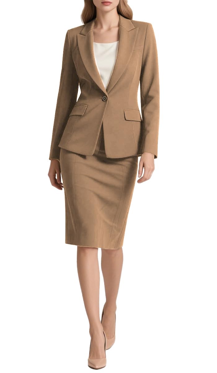 2 Piece Suit Skirt Sets for Women Blazer and Pencil Skirts Business Office Interview Formal Dress Suit