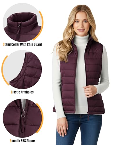 Outdoor Ventures Damen Steppweste Packbare Übergangswesten Gefütterte Hybrid Sportweste Frau Warmer Bodywarmer Fahrradweste mit Stehkragen für Wandern Camping, Lila M