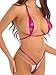 Shinsto Women's Micro Bikini Set Shiny Metallic 2 Piece Swimsuit Mini Bra Tops G String Hot Pink One Size