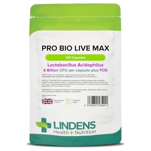 Lindens Probiotic Max 6 Billion CFU de gran resistencia (+ prebiótico) en cápsulas | 100 Paquete | Lactobacilo acidófilo de gran potencia para ayudar a la digestión