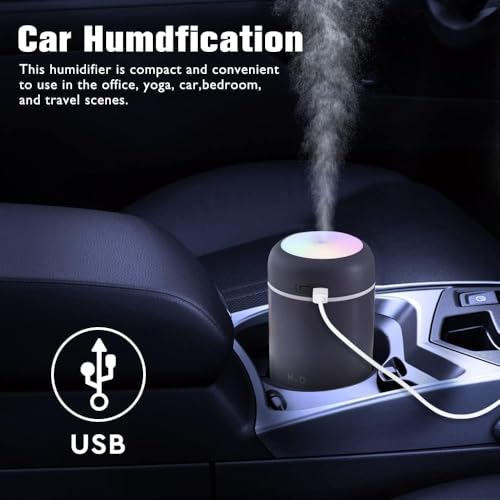 Image of Portable USB Mini Humidifier for room moisture | Cool Mist Aroma Diffuser | Quiet Ultrasonic Air Humidifier for Bedroom, Office, Car & Home | 300ml