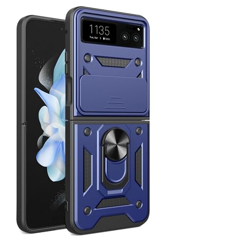 Coque Motorola Razr 2023 bleue avec cache objectif coulissant de protection