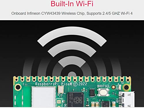 Image of Raspberry Pi Pico W, Built-in WiFi Support 2.4 /5 GHZ Wi-Fi 4, Based on Official RP2040 Dual-core Processor,Dual-core Arm Cortex M0+ Processor