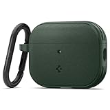 Spigen AirPods Pro 3 ケース AirPods Pro 第3世代 カバー 高級 耐久性 ロック機能 米軍MIL規格 TPU サンドストーン カラビナ付き ワイヤレス充電対応 ヴォールト ACS09827 (ミッドナイト・グリーン)