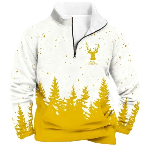 Pull moche de Noël homme et femme avec capuche imprimé renne décontracté