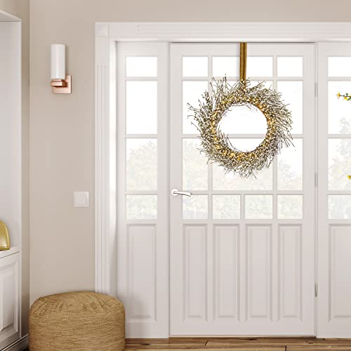 Spring Wreaths For Front Door Summer Wreath, 22 Inch Pip Berry Wreath, 100 Led Lights, White Wreath Battery Operated With Timer, Farmhouse Decor Spring Decorations For Home #TOP7