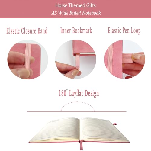 Carnet de notes rose A5 ligné avec stylo pour bureau