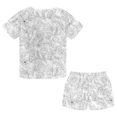 Activité anti-ennui ensemble pantalon et t-shirt fille à colorier motif fleurs 5-6 ans - 6