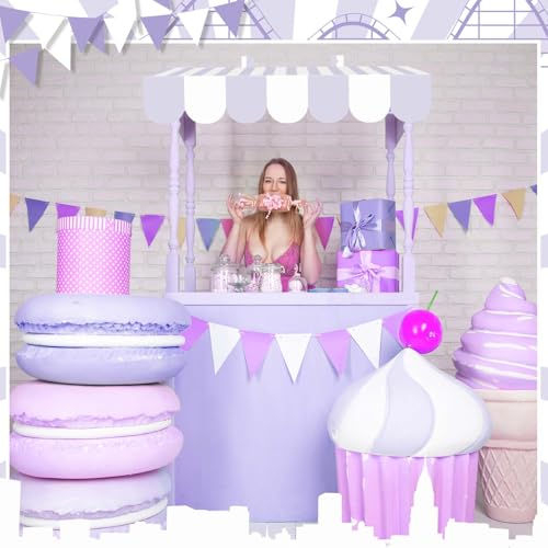 Image of Tallew 4 Pcs 3D Circus Awning Wall Decoration Carnival Awning for Halloween Carnival Theme Party Classroom Decorations(Purple and White)