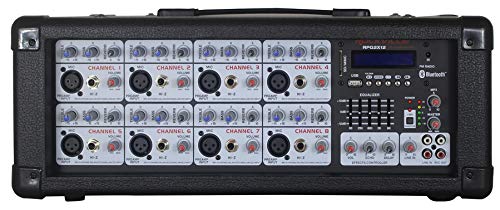 Image of Rockville RPG2X12 PA Speaker System - Dual 12 Inch Powered Speakers, 8-Channel Mixer with Bluetooth, Adjustable Stands, 2 Wired Microphones, Cables