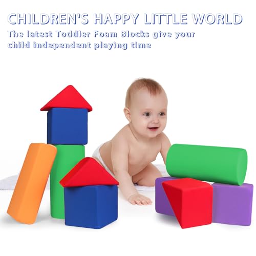 Image of Toddler Foam Building Blocks, 4 Kinds of Shapes Colourful Stacking Block Sets for Kids, Soft Foam Building Blocks Throwing Toys