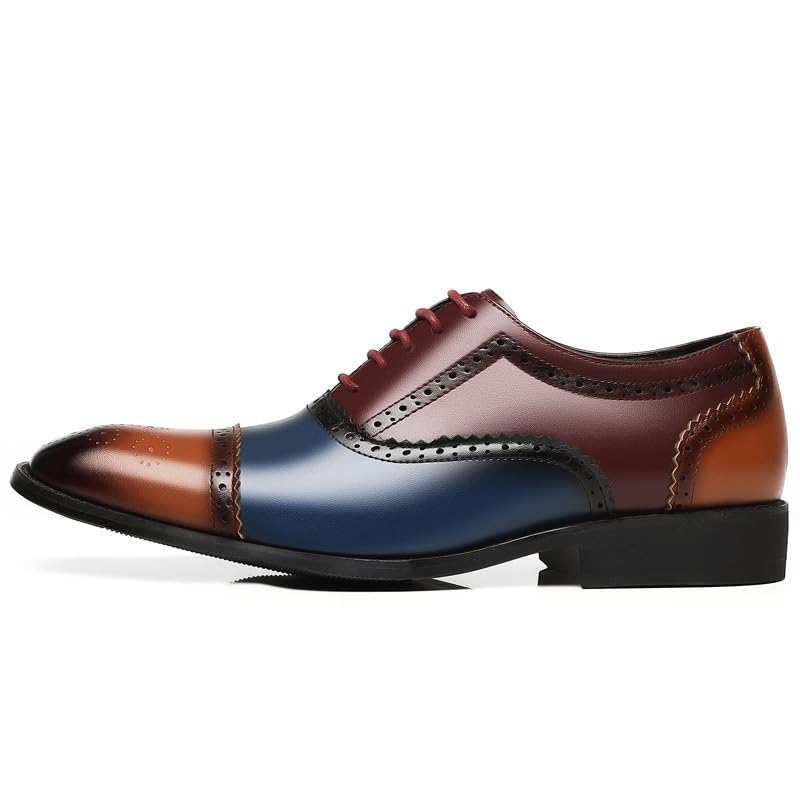 Men Classic Shoes Dress Oxford Men's Casual Lace Up Square Toe Brogue Cap Toe PU Leather Oxford Shoes Block Heel Low Top Anti-Slip Non Slip Rubber Dress Shoes2