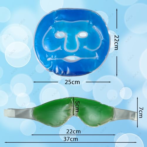 Image of Aqua Ice Face & Eye Cooling Gel Mask and Aloe Vera Gel Mask Ice Pack for Face and Eye Patches Remove Dark Circles, Fatigue Cool Eyes Patch Pads Eye Care | Facial Skin Refresh Face Mask for Hot & Cold Therapy (Blue Face Mask, Green Eye Mask)