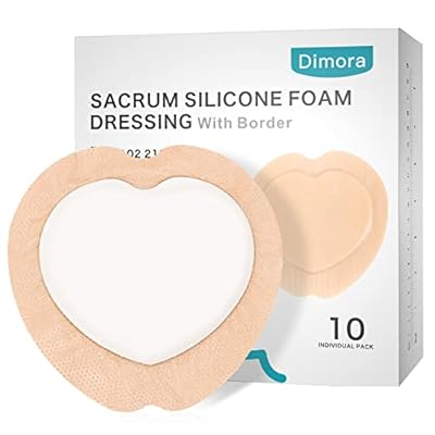 Dimora 10 Pack Wound Dressing Sacrum Foam Bandages Silicone Adhesive Border 7"x7" Waterproof Sacral Pads Absorbent Breathable Bed Sore Pressure Dressing