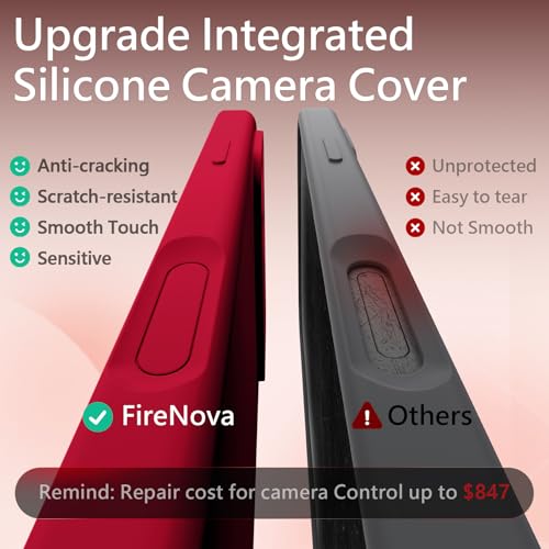 Image of FireNova Magnetic for iPhone 17 Pro Case, Compatible with MagSafe, [Integrated Silicone Camera Control Button] [Camera Protection] Anti-Scratch Microfiber Lining Phone Case, 6.3 inch, Deep Red