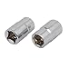 Aexit 3/8-inch Square Hand Operated Tools Drive 11mm Hex 6 Point Shallow Impact Socket Silver Tone 2pcs Model:56as428qo344