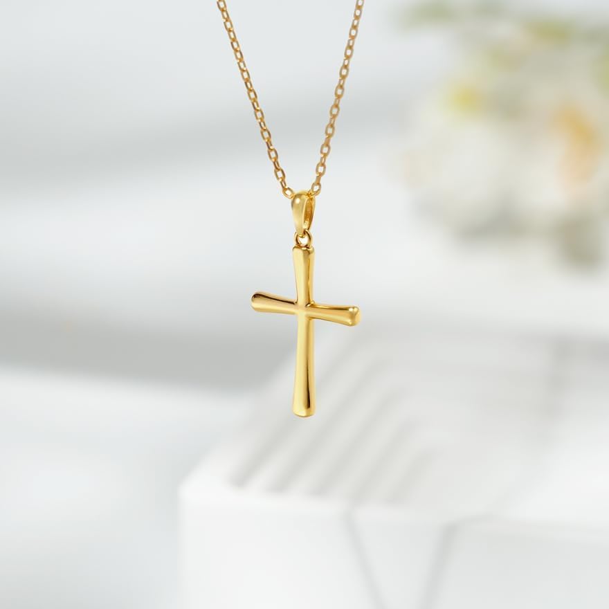 Silver Cross Necklace for Women, Handcrafted S925 Sterling Silver, 18K Gold, White Gold, or Cubic Zirconia Set Design, Dainty Cross Pendant Necklace Gift for Women Girls - Image 4
