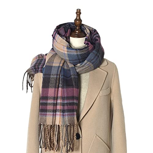 Szalik Lekki Kobiety Tartan Szalik, Zimowe Długie Szaliki w kratę Ciepłe Okładki Dla Damskich Spinning Tassel Szal Długi Stule Szal Miękkie