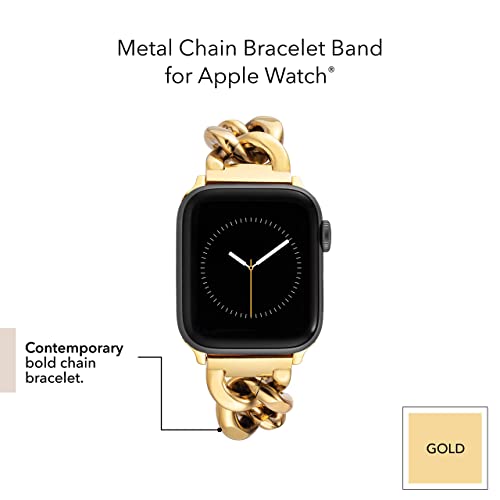 WITHit Anne Klein Fashion Chain Bracelet for Apple Watch, Secure, Adjustable, Apple Watch Replacement Band, Fits Most Wrists (38/40/41mm, Gold) by Anne Klein - Used condition - US$28.89