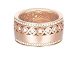 Wunderschöne Damen Rosegold Messing Ring besetzt mit Weiß Zirkonium-Breite: 1.3 cm