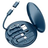 Yesimla USB C Adapter Kit, Multi Charging Cable Case Convertor USB C to iOS Device Type C Micro Adapter Data Transfer Contains Card Slot for Traveling, Use as Phone Holder(Midnight Blue)