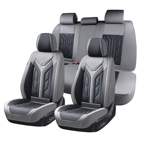 Image of Coverado Car Seat Covers Full Set, Automotive Seat Covers Car Seat Protector Car Seat Cushion, Waterproof Leather Seat Covers for Cars, Universal Fit for Most Sedans SUV Pick-up Truck(Gray&Black)