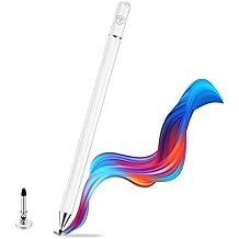 Tukzer Universal Stylus Pen for Smartphone/Tablet/iPad/Pro/Air/iPhone/iOS/Android/All Touch Screens Devices| Fine Point Disc Tip, Lightweight Aluminum Body Magnetic Cap Drawing Writing (White)