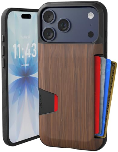 Étui portefeuille iPhone 17 Pro Max en bois de noyer Smartish