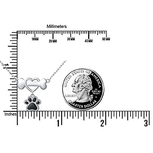 Daochong 925 Sterling Silver Forever Love Heart Dog Bone With Puppy Paw Pendant Necklace For Women 18 Inches #TOP3