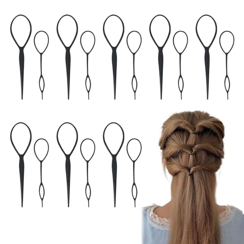 nalaina ヘアアレンジスティック ヘアスタイリングツール ヘアアレンジ グッズ アレンジスティック お団子 髪造形 ヘアデザイン くるりんぱ 多機能 プロ 初心者 サロン 美容院 レディース 家庭用 業務用 大・小 各1点入り 8セット ブラック