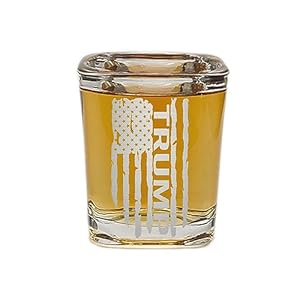 Rogue River Tactical Square Trump 2024 Shot Glass Gift For Republican or Conservative Presidential Election USA Flag