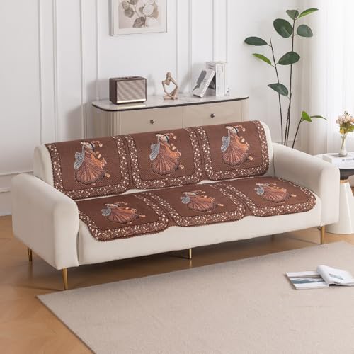 Image of HOKIPO HeavenHue Sofa Cover 5 Seater Panel Set 3+1+1, Nritya Echo