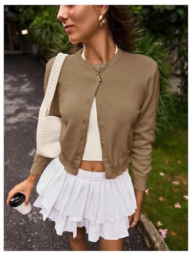 Image of SOLY HUX Women's Button Down Cropped Lightweight Cardigan Sweater Cute Fall Fashion 2026
