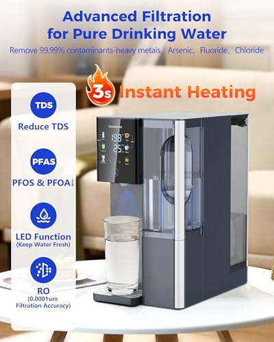 Image of CT910H Reverse Osmosis Water Filter Countertop, 3S Instant Hot RO Water Filtration System, 7-Stage Water Purifier with Portable Pitcher, NSF /ANSI 372,42,58, Reduce TDS PFAS, No Installation
