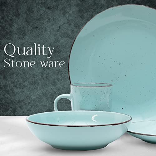 Royalford 16 Piece Stoneware Dinnerware Set - Kitchen Dinner Set, Stoneware Tableware Crockery - Includes 4 Dinner Plates, 4 Dessert Plates, 4 Cereal Bowl and 4 Mugs