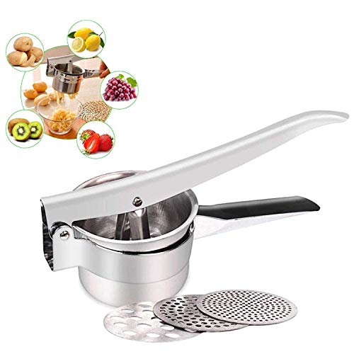 Freetor stainless steel potato ricer with three interchangeable ricing discs(Fine,Medium,Coarse),premium stainless steel baby food strainer,vegetable fruit ricer