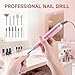 Professional Nail Drill Electric File 45000RPM, Portable Rechargeable Electric Nail File with 11 Drill Bits & 50 Sanding Bands, Low Noise Nail Drill Kit for Acrylic Gel Nails, Salon & Home Use, Pink