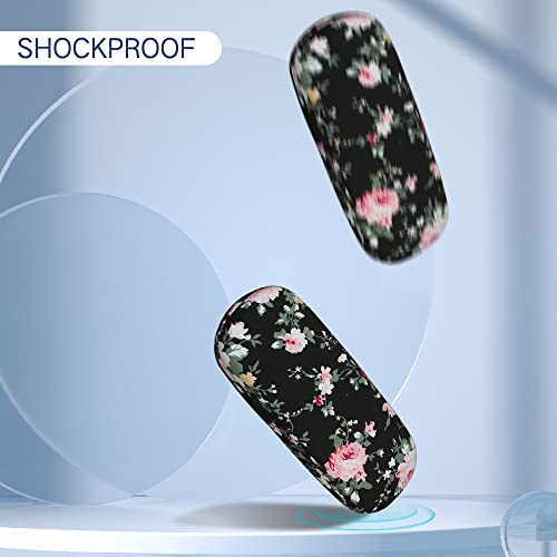 Perfectsight Hard Shell Eyeglasses Case Floral Portable Protective Glasses Case Flower Fabric Surface Eyeglass Case For Women Girls With Microfiber Cleaning Cloth (Black) #TOP5