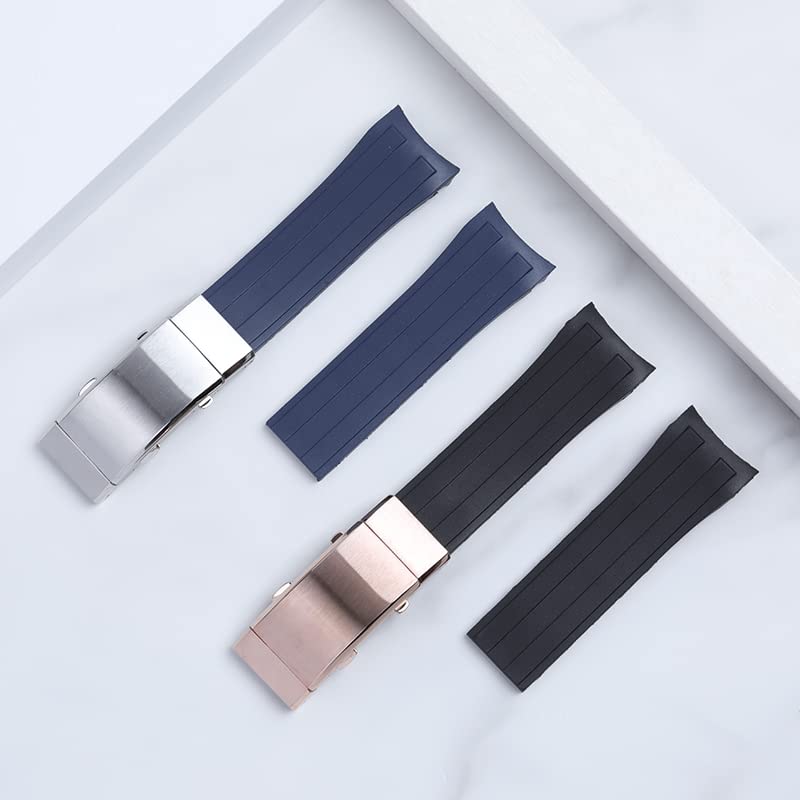Bracelet montre silicone 22 mm caoutchouc doux boucle deployante pliante - 2