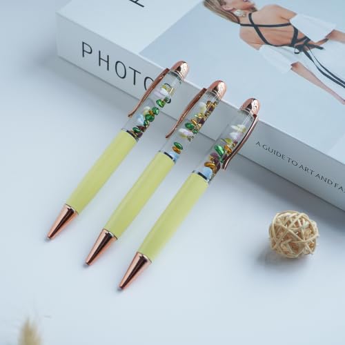 Image of Heart Ballpoint Pen Unique Floating Glitter Stationery Perfect Valentines Birthday Party Favor Gifts(Yellow)