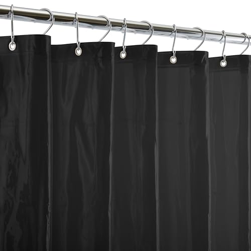 Bath Bliss Heavy Shower Curtain Liner 12 Rust Resistant Metal Grommets 3 Weighted Magnet Hem Black