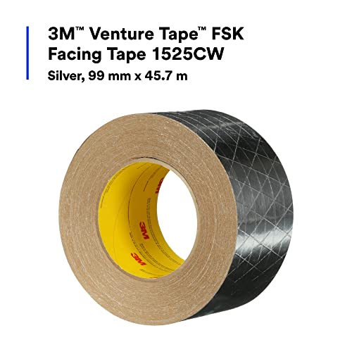 Image of 3M Venture Tape FSK Facing Tape 1525CW, Pressure Sensitive, Cold Weather Adhesion, Foil, Scrim, Kraft, UL723 Classified, 3.9 in x 50 yd