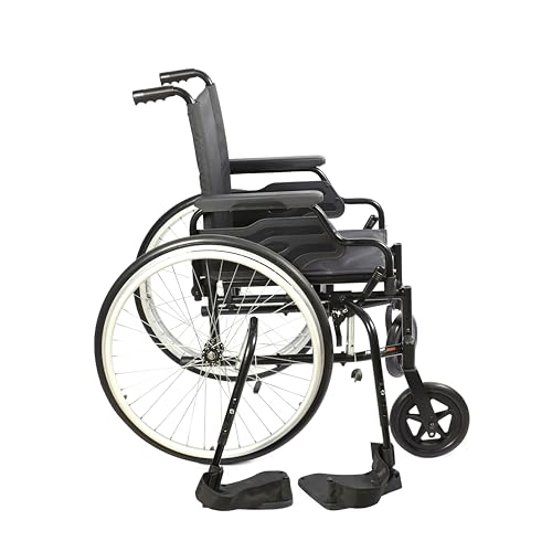 Image of 3000 Self-Propelled /Attendant Steel Wheelchair for Elderly & Patients | 8 inch PU Castors and 24 inch Rear Wheels with PU tires | Weight Capacity 125 kg | Lightweight Foldable Design | Seat Size 16 inch